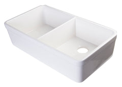Alfi 32 inch White Double Bowl Fireclay Undermount Kitchen Sink - AB512UM-W