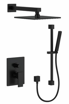Fortis Shower Kits Vitrina 2 Way Pressure Balance Round Shower Kit Shower Bar - Matte Black
