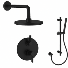 Fortis Shower Kits Brera 2 Way Thermostatic Round Shower Kit Shower Bar - Matte Black
