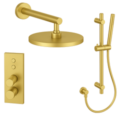 Fortis Shower Kits Lineabox 2 Way Vertical Round Kit Shower Bar - Brushed Gold