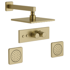 Fortis Shower Kits Lineabox 2 Way Horizontal Square Kit Body Spray - Brushed Gold