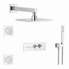 Fortis Shower Kits Lineabox 3 Way Horizontal Square Kit Hand Held Body Spray - Polished Chrome