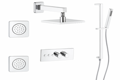 Fortis Shower Kits Lineabox 3 Way Horizontal Square Kit Shower Bar Body Spray - Polished Chrome