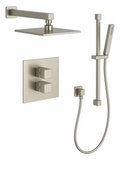 Fortis Shower Kits Abruzzo 2 Way Thermostatic Square Shower Kit Shower Bar - Brushed Nickel