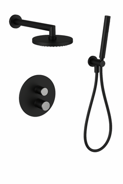 Fortis Shower Kits Agrippina 2 Way Thermostatic Round Shower Kit Hand Held - Matte Black