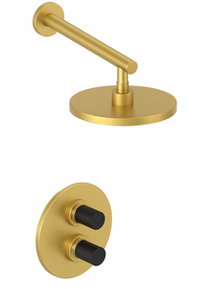 Fortis 1 Way Thermostatic Round Shower Kit_ - Brushed Gold