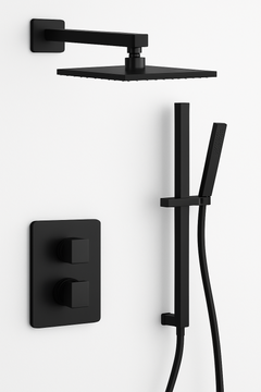 Fortis Shower Kits Scala 2 Way Thermostatic Square Shower Kit Shower Bar - Matte Black