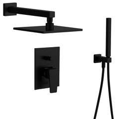 Fortis Shower Kits Abruzzo 2 Way Pressure Balance Square Shower Kit Hand Held - Matte Black