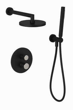 Fortis Shower Kits Agrippina 2 Way Thermostatic Round Shower Kit Hand Held - Matte Black