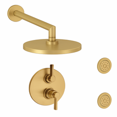 Fortis Shower Kits Brera 2 Way Thermostatic Round Shower Kit Body Spray - Brushed Gold