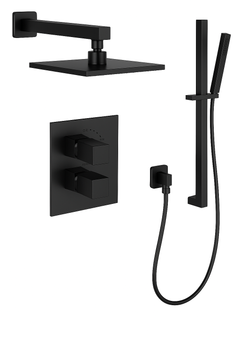 Fortis Shower Kits Abruzzo 2 Way Thermostatic Square Shower Kit Shower Bar - Matte Black