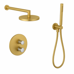 Fortis Shower Kits Agrippina 2 Way Thermostatic Round Shower Kit Hand Held - Brushed Gold