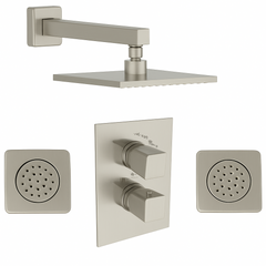 Fortis Shower Kits Abruzzo 2 Way Thermostatic Square Shower Kit Body Spray - Brushed Nickel