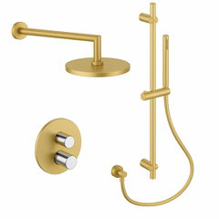 Fortis Shower Kits Agrippina 2 Way Thermostatic Round Shower Kit Shower Bar - Brushed Gold