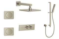 Fortis Shower Kits Lineabox 3 Way Horizontal Square Kit Shower Bar Body Spray - Brushed Nickel