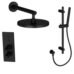 Fortis Shower Kits Lineabox 2 Way Vertical Round Kit Shower Bar - Matte Black