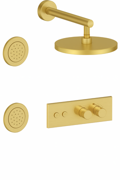 Fortis Shower Kits Lineabox 2 Way Horizontal Round Kit Body Spray - Brushed Gold