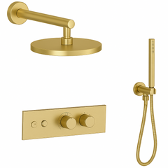 Fortis Shower Kits Lineabox 2 Way Horizontal Round Kit Hand Held - Brushed Gold