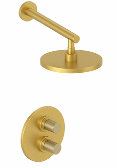 Fortis 1 Way Thermostatic Round Shower Kit_ - Brushed Gold