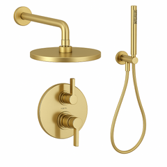 Fortis Shower Kits Brera 2 Way Thermostatic Round Shower Kit Hand Held - Brushed Gold