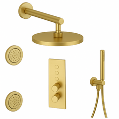 Fortis Shower Kits Lineabox 3 Way Vertical Round Kit Hand Held Body Spray - Brushed Gold
