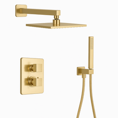 Fortis Shower Kits Vitrina 2 Way Thermostatic Round Shower Kit Hand Held - Brushed Gold
