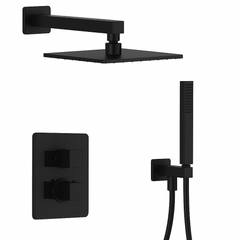 Fortis Shower Kits Scala 2 Way Thermostatic Square Shower Kit Hand Held - Matte Black