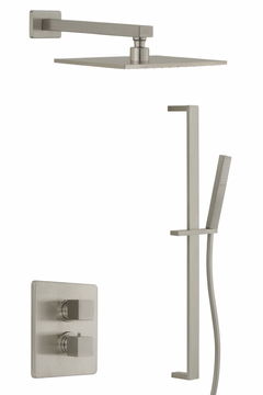 Fortis Shower Kits Vitrina 2 Way Thermostatic Round Shower Kit Shower Bar - Brushed Nickel