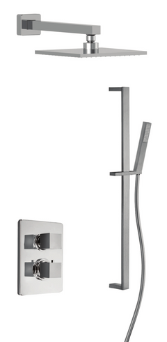 Fortis Shower Kits Scala 2 Way Thermostatic Square Shower Kit Shower Bar - Polished Chrome