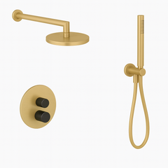 Fortis Shower Kits Agrippina 2 Way Thermostatic Round Shower Kit Hand Held - Brushed Gold