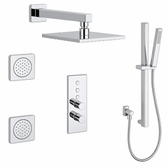 Fortis Shower Kits Lineabox 3 Way Vertical Square Kit Shower Bar Body Spray - Polished Chrome