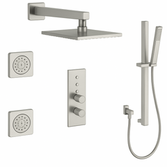 Fortis Shower Kits Lineabox 3 Way Vertical Square Kit Shower Bar Body Spray - Brushed Nickel