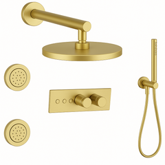 Fortis Shower Kits Lineabox 3 Way Horizontal Round Kit Hand Held Body Spray - Brushed Gold