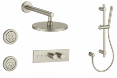 Fortis Shower Kits Lineabox 3 Way Horizontal Round Kit Shower Bar Body Spray - Brushed Nickel