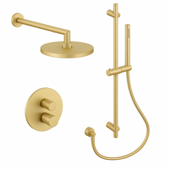 Fortis Shower Kits Agrippina 2 Way Thermostatic Round Shower Kit Shower Bar - Brushed Gold