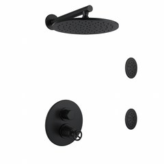 Fortis Shower Kits Industrial 2 Way Thermostatic Round Shower Kit Body Spray - Matte Black