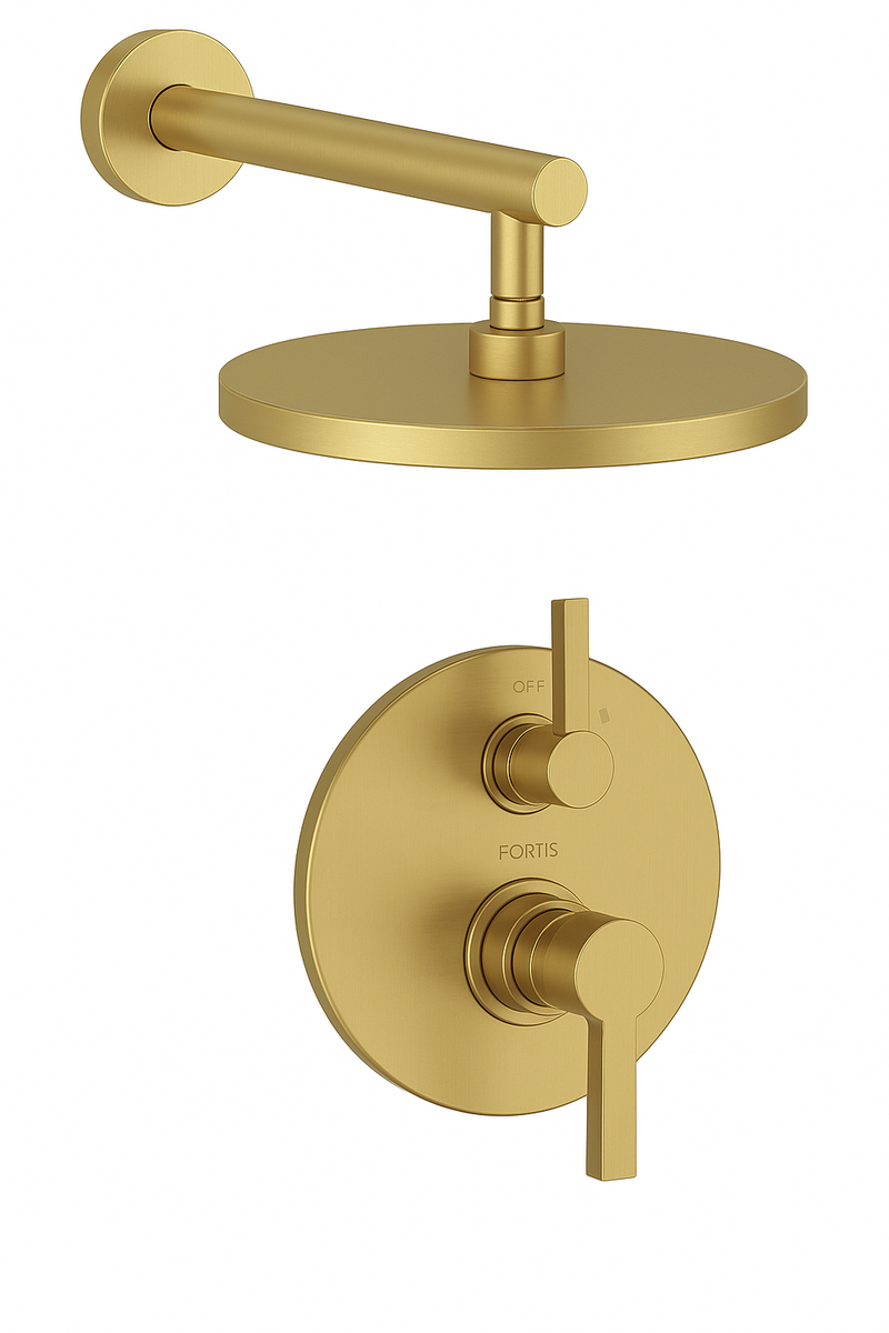 Fortis Shower Kits Brera 1 Way Thermostatic Round Shower Kit - Brushed Gold