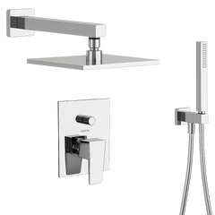 Fortis Shower Kits Abruzzo 2 Way Pressure Balance Square Shower Kit Hand Held - Polished Chrome