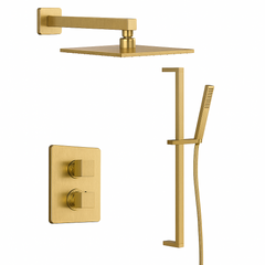 Fortis Shower Kits Vitrina 2 Way Thermostatic Round Shower Kit Shower Bar - Brushed Gold