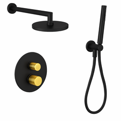 Fortis Shower Kits Agrippina 2 Way Thermostatic Round Shower Kit Hand Held - Matte Black