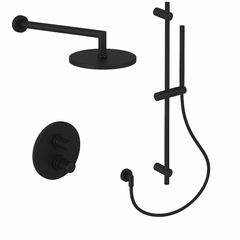Fortis Shower Kits Agrippina 2 Way Thermostatic Round Shower Kit Shower Bar - Matte Black