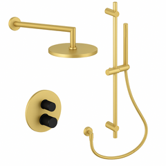 Fortis Shower Kits Agrippina 2 Way Thermostatic Round Shower Kit Shower Bar - Brushed Gold