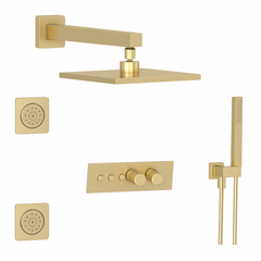 Fortis Shower Kits Lineabox 3 Way Horizontal Square Kit Hand Held Body Spray - Brushed Gold