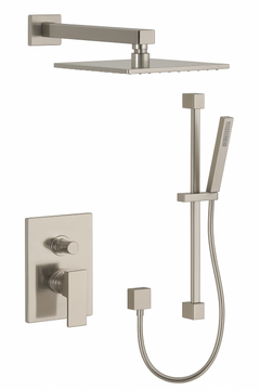 Fortis Shower Kits Scala 2 Way Pressure Balance Square Shower Kit Shower Bar - Brushed Nickel