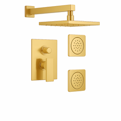 Fortis Shower Kits Scala 2 Way Pressure Balance Square Shower Kit Body Spray - Brushed Gold