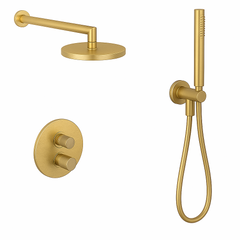 Fortis Shower Kits Agrippina 2 Way Thermostatic Round Shower Kit Hand Held - Brushed Gold
