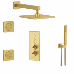 Fortis Shower Kits Lineabox 3 Way Vertical Square Kit Hand Held Body Spray - Brushed Gold