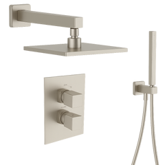 Fortis Shower Kits Abruzzo 2 Way Thermostatic Square Shower Kit Hand Held - Brushed Nickel