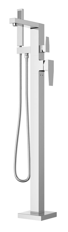 LaToscana Quadro Single Handle Floor Mounted Tub Filler with Hand Held Shower