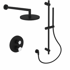 Fortis Shower Kits Agrippina 2 Way Thermostatic Round Shower Kit Shower Bar - Matte Black